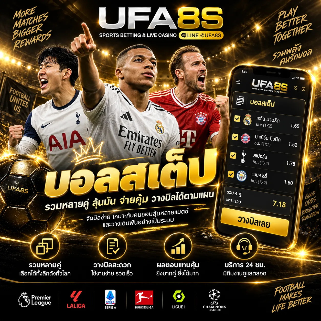 บอลสเต็ป รวมหลายคู่และคำนวณอัตราจ่ายรวมกัน