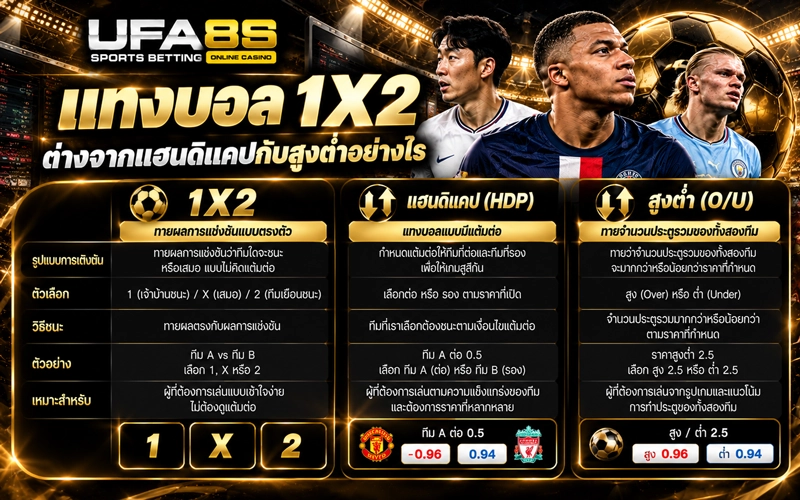 แทงบอล 1X2 ต่างจากแฮนดิแคปกับสูงต่ำยังไง